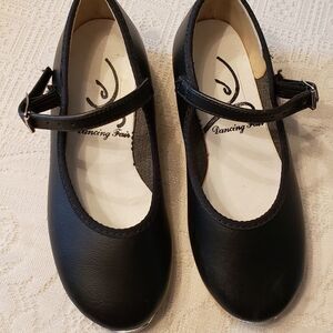 EUC Little Girls Matte Black Mary Jane Tap Shoes Sz 8.5M